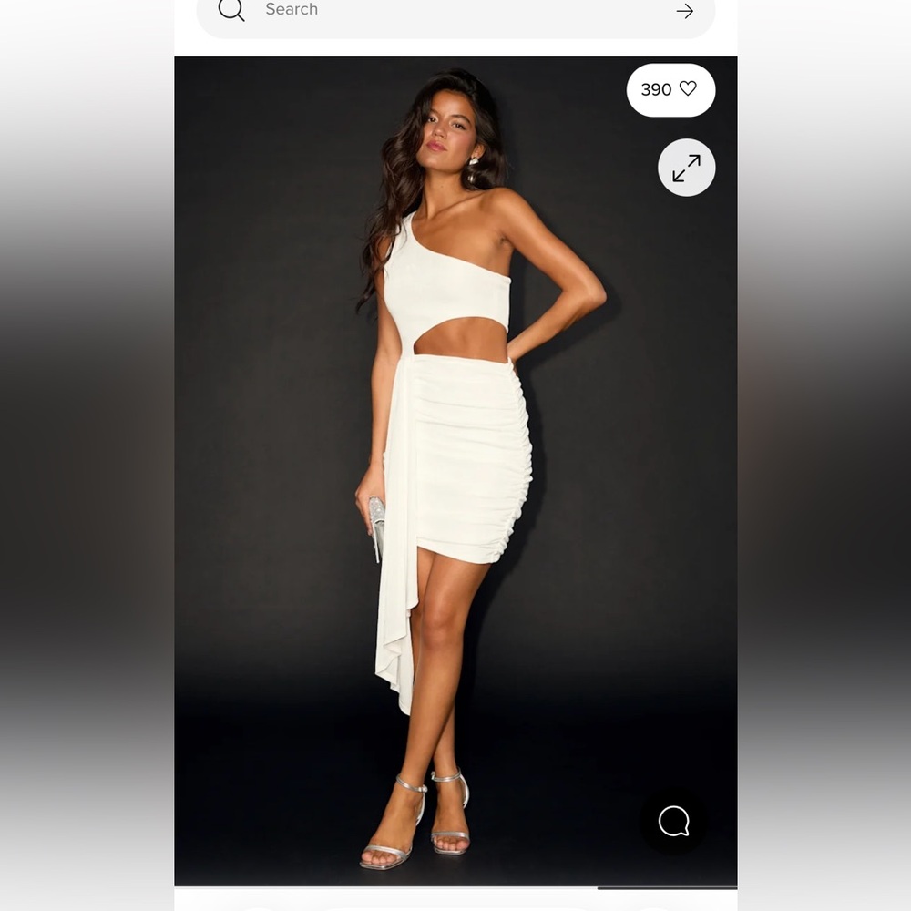 Lulu's Ivory One-Shoulder Dress